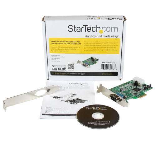 StarTech.com 1-port PCI Express RS232 Serial Adapter Card - PCIe RS232 Serial Host Controller Card - PCIe to Serial DB9 - 16550 UART - Low Profile Expansion Card - Windows & Linux StarTech.com 1-port PCI Express RS232 Serial Adapter Card - PCIe RS232 Serial Host Controller Card - PCIe to Serial DB9 - 16550 UART - Low Profile Expansion Card - Windows & Linux